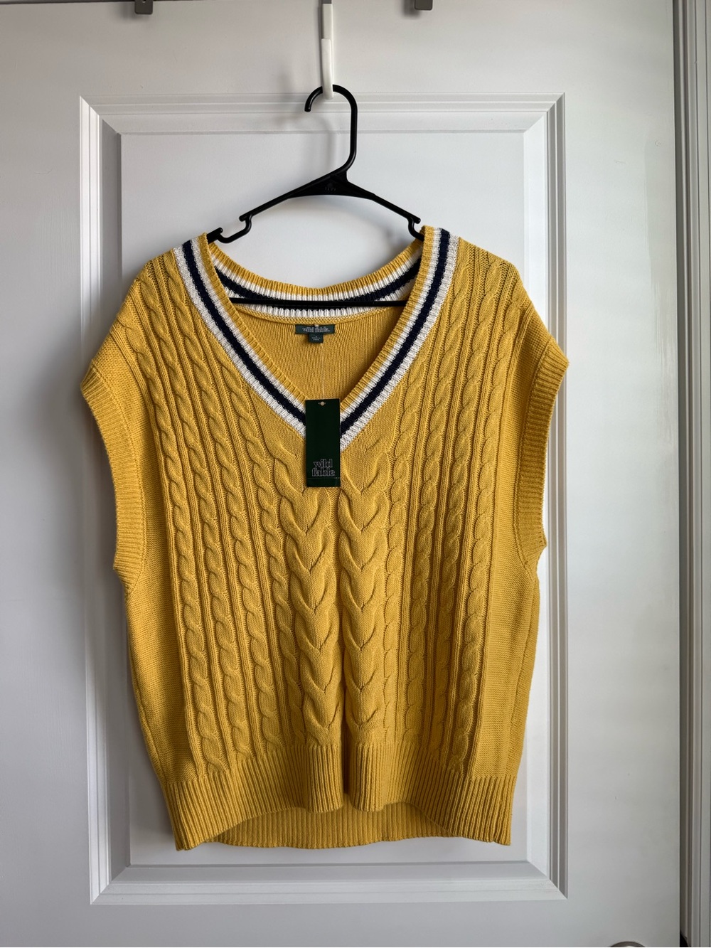 wild fable Retro Cable Knit V‑Neck Sweater Vest w/ Striped Trim